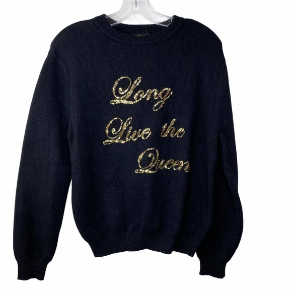 Forever 21 Sweater Womens Long Sleeve Sequin Crew Neck Soft Stretch Black Large - Picture 1 of 5